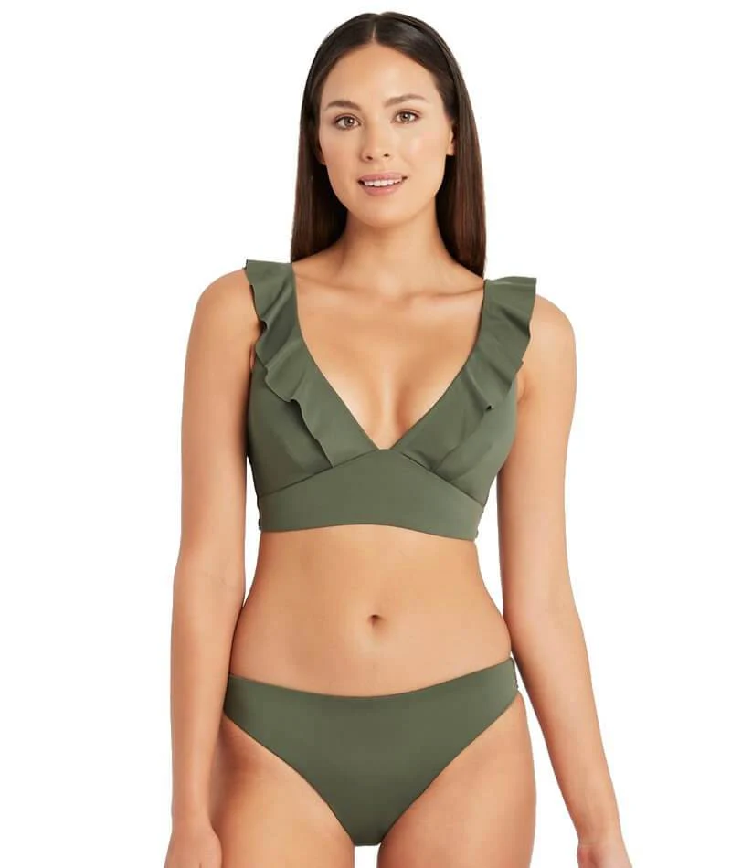 Sea Level Eco Essentials Frill Bikini Top - Khaki - Image 4