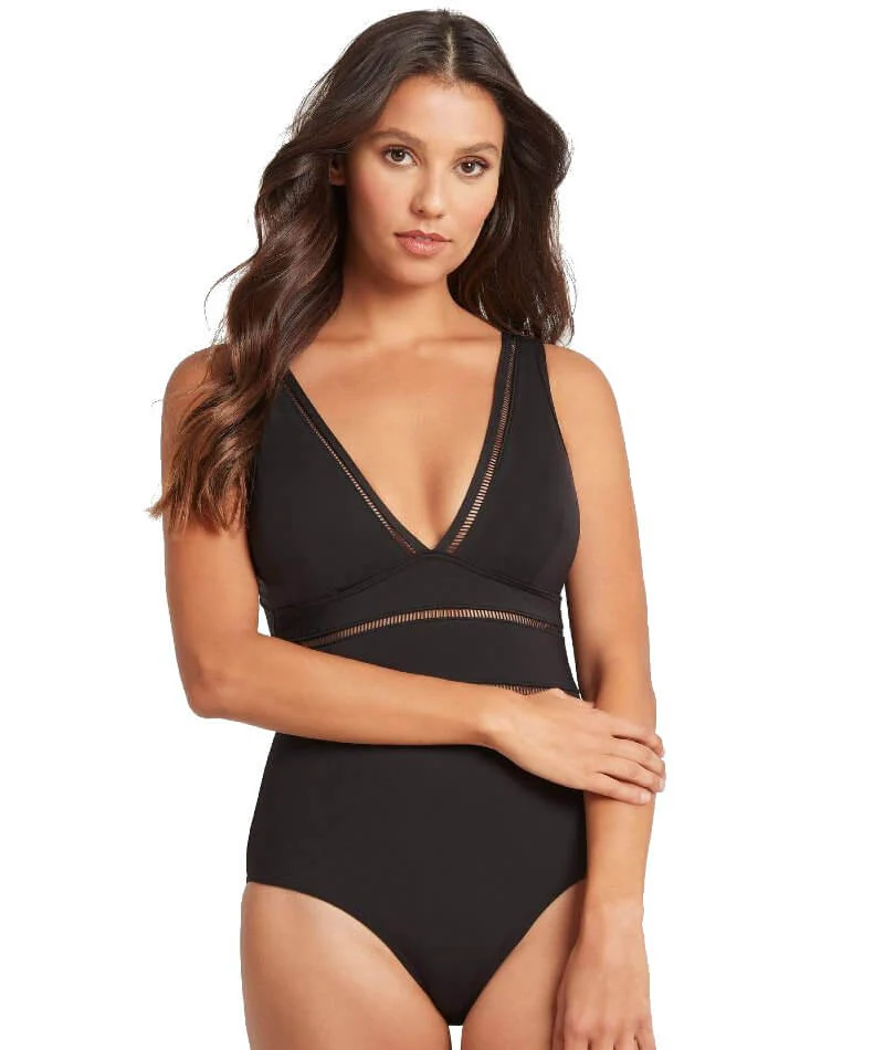 Sea Level Essentials Spliced B-DD Cup One Piece Swimsuit - Black - Image 3