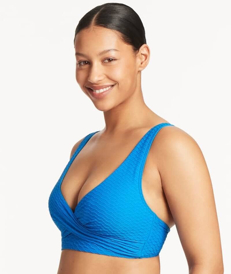 Sea Level Honeycomb Cross Front A-DD Cup Bikini Top - Capri - Image 3