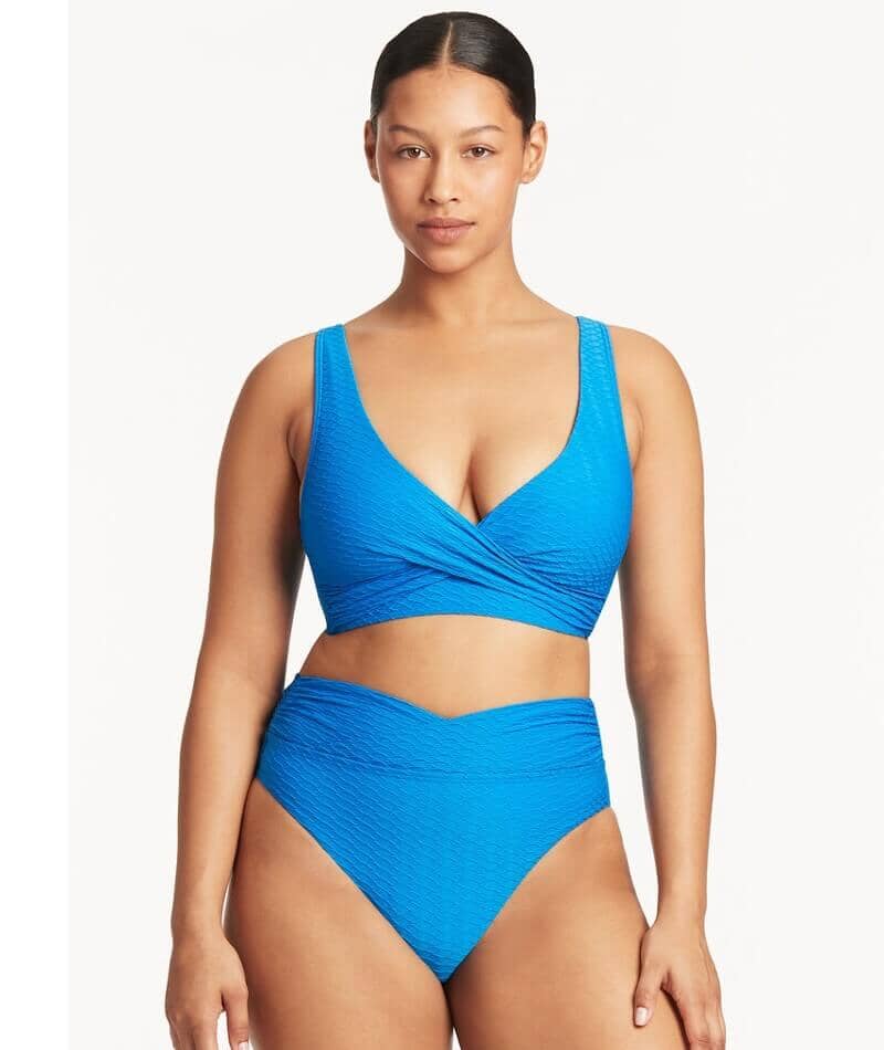 Sea Level Honeycomb Cross Front A-DD Cup Bikini Top - Capri - Image 4