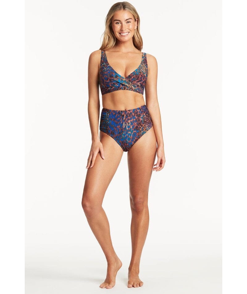 Sea Level Hunter Gathered Side High Waist Bikini Brief - Blue - Image 4