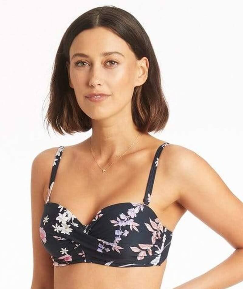 Sea Level Martini Twist Front Bandeau Bikini Top - Black - Image 4