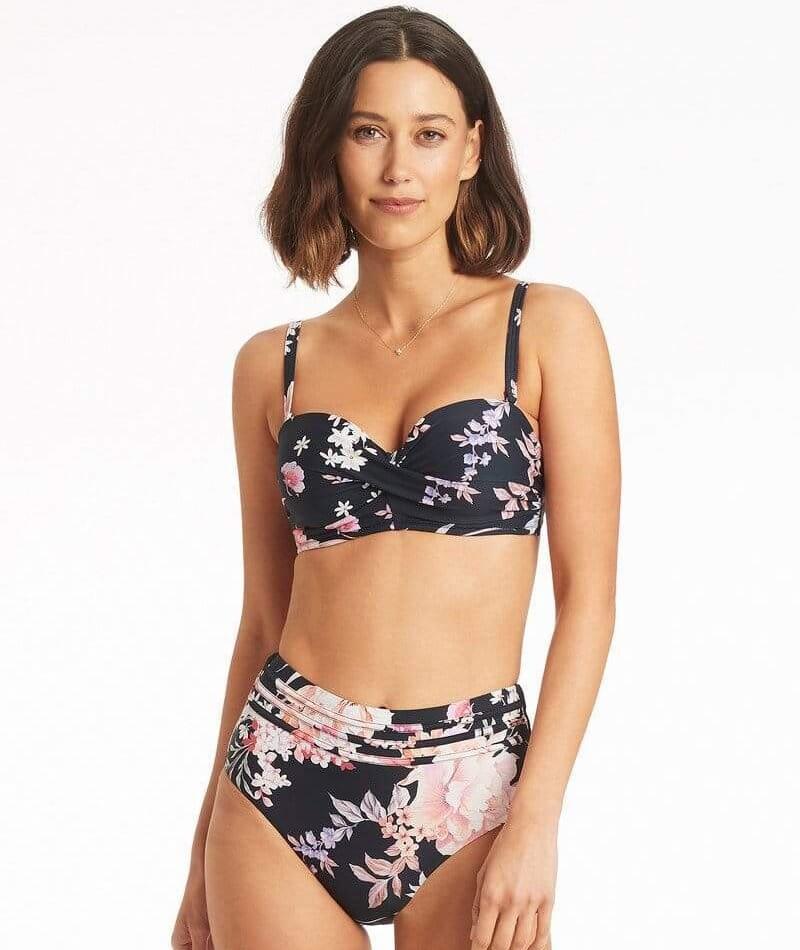Sea Level Martini Twist Front Bandeau Bikini Top - Black - Image 5