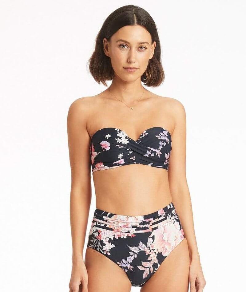 Sea Level Martini Twist Front Bandeau Bikini Top - Black - Image 7