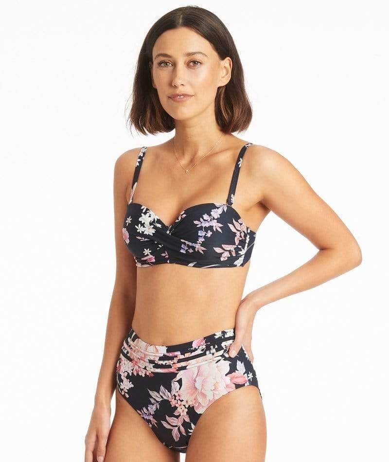 Sea Level Martini Twist Front Bandeau Bikini Top - Black - Image 8