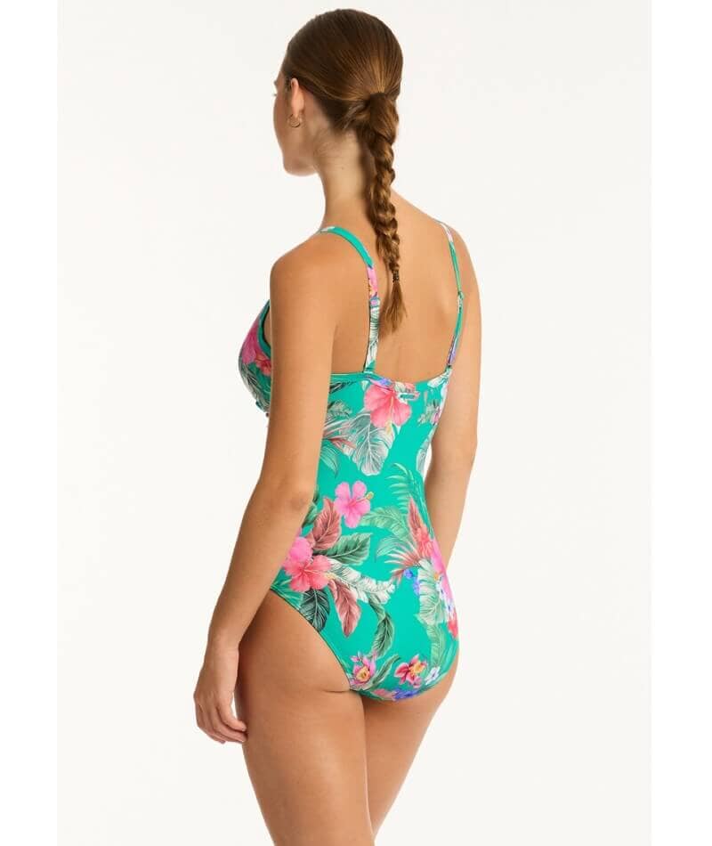 Sea Level Pacifico Tie Front DD-E Cup One Piece Swimsuit - Evergreen - Image 2