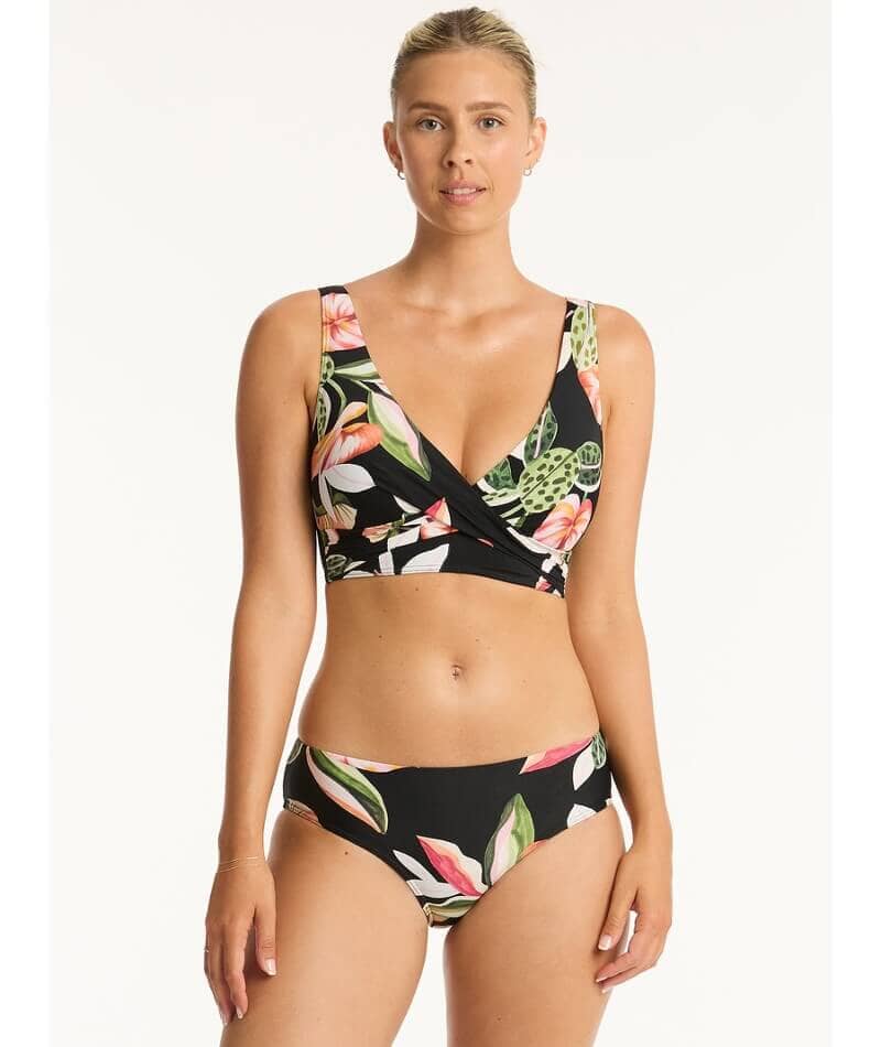 Sea Level Sundown Cross Front A-DD Cup Bikini Top - Black - Image 4