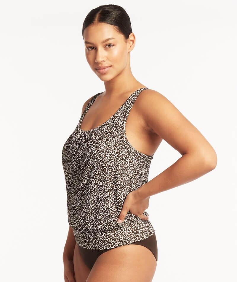 Sea Level Wild Cat Blouson A-DD Cup Tank Singlet Top - Espresso - Image 3
