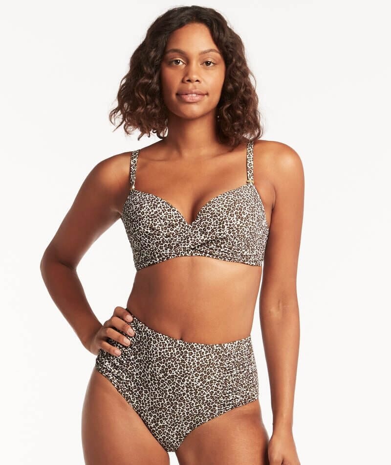 Sea Level Wild Cat Cross Front Bikini Top - Espresso - Image 4