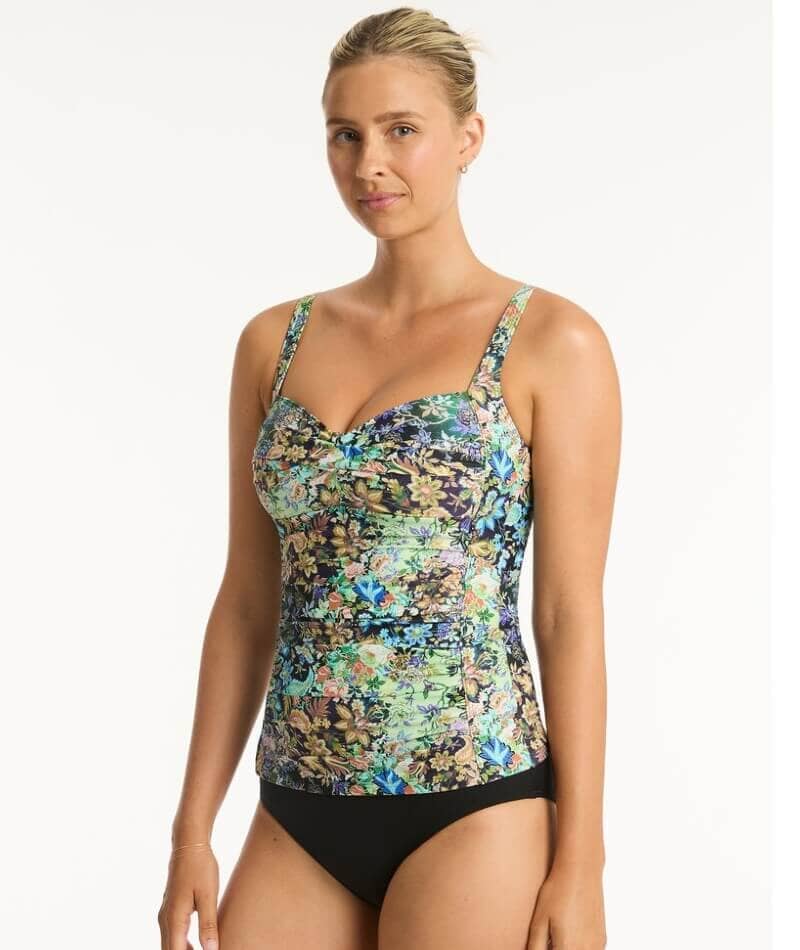 Sea Level Wildflower Twist Front A-DD Cup Singlet Top - Sea - Image 3