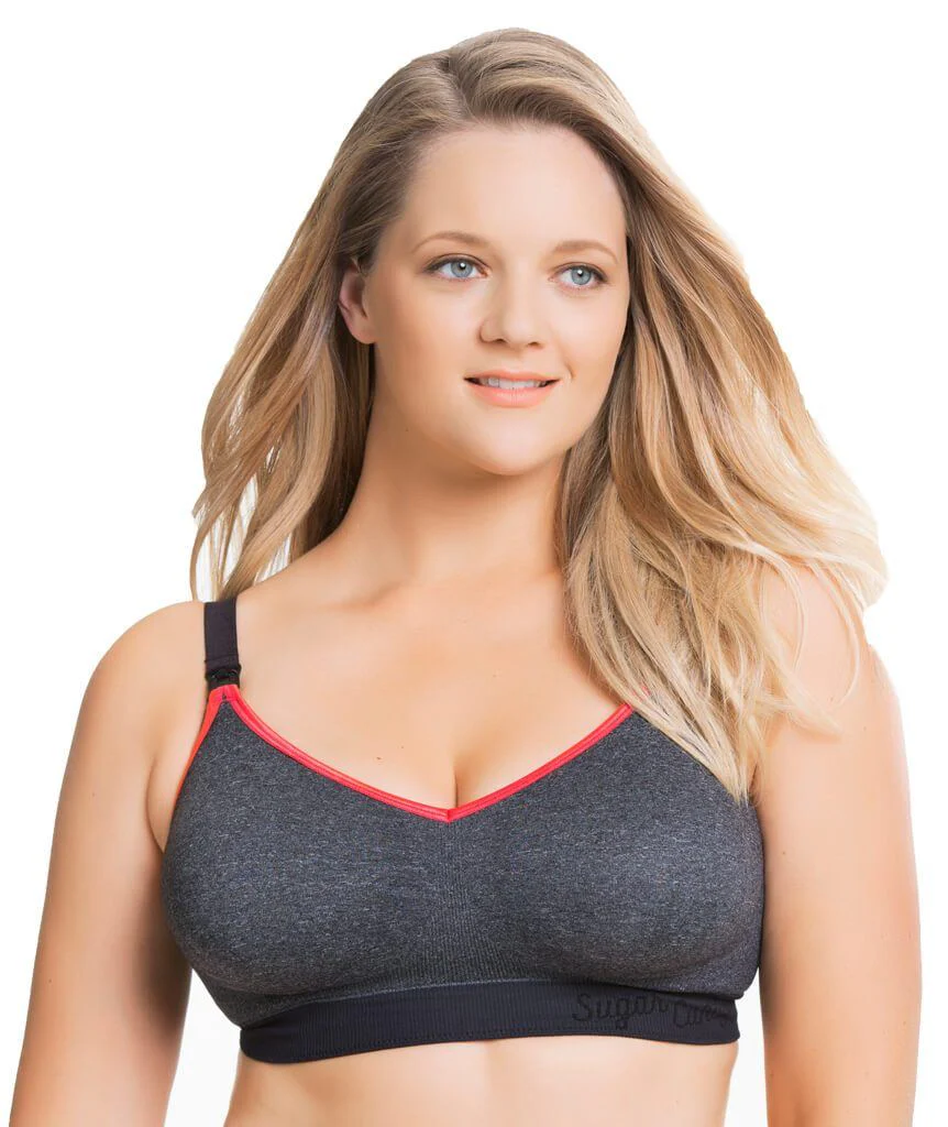 Sugar Candy Crush Fuller Bust Seamless F-HH Cup Wire-free Nursing Bra - Charcoal