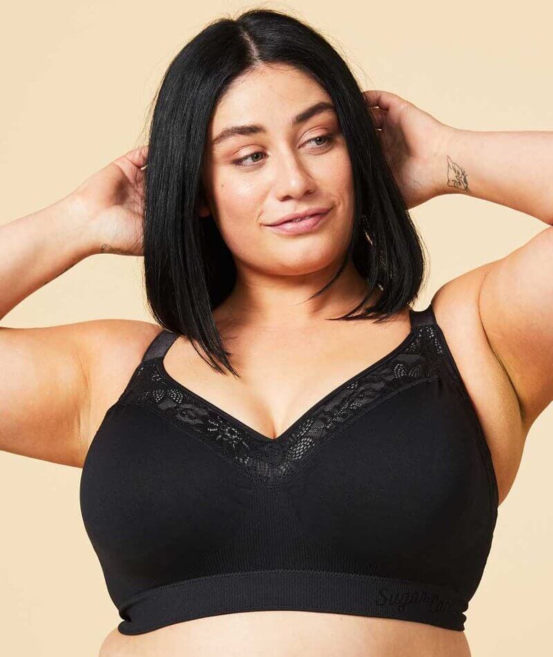 Sugar Candy Lux Fuller Bust Seamless F-HH Cup Wire-free Lounge Bra - Black - Image 4
