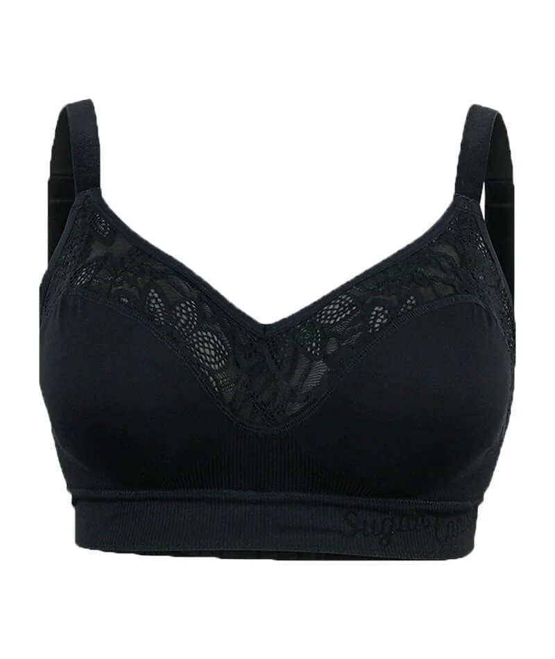 Sugar Candy Lux Fuller Bust Seamless F-HH Cup Wire-free Lounge Bra - Black - Image 7
