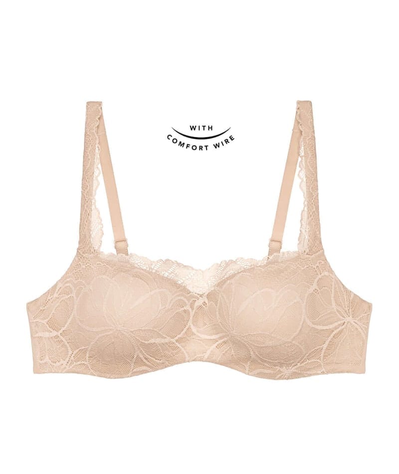 Triumph Body Make-up Illusion Lace Underwired Balconette Bra - Nude Beige - Image 4
