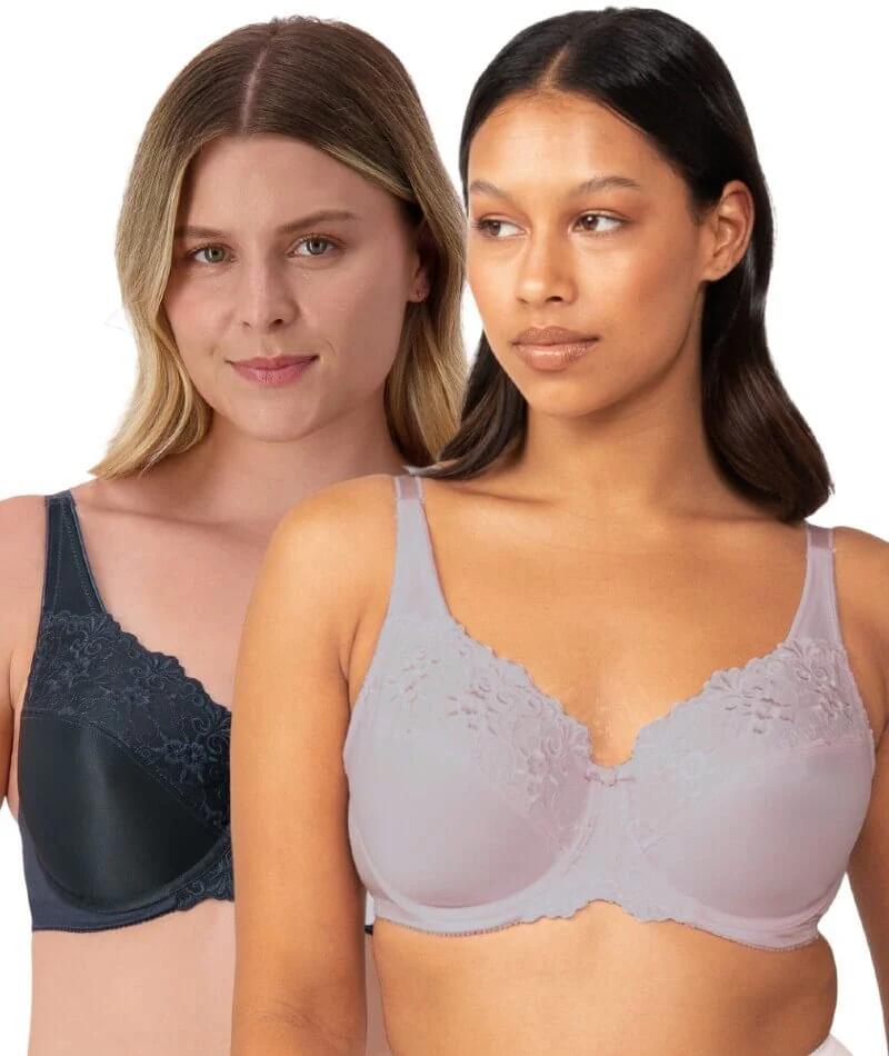 Triumph Embroidered Minimiser Bra 2 Pack - Misty Lilac/Nuit