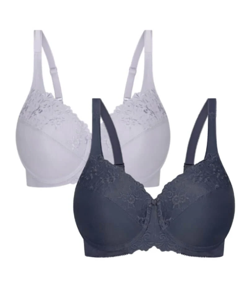 Triumph Embroidered Minimiser Bra 2 Pack - Misty Lilac/Nuit - Image 10