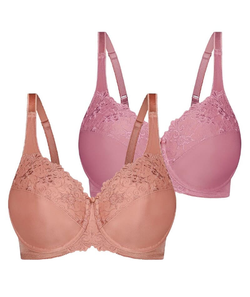 Triumph Embroidered Minimiser Bra 2 Pack - Rosebloom/Indian Summer - Image 8