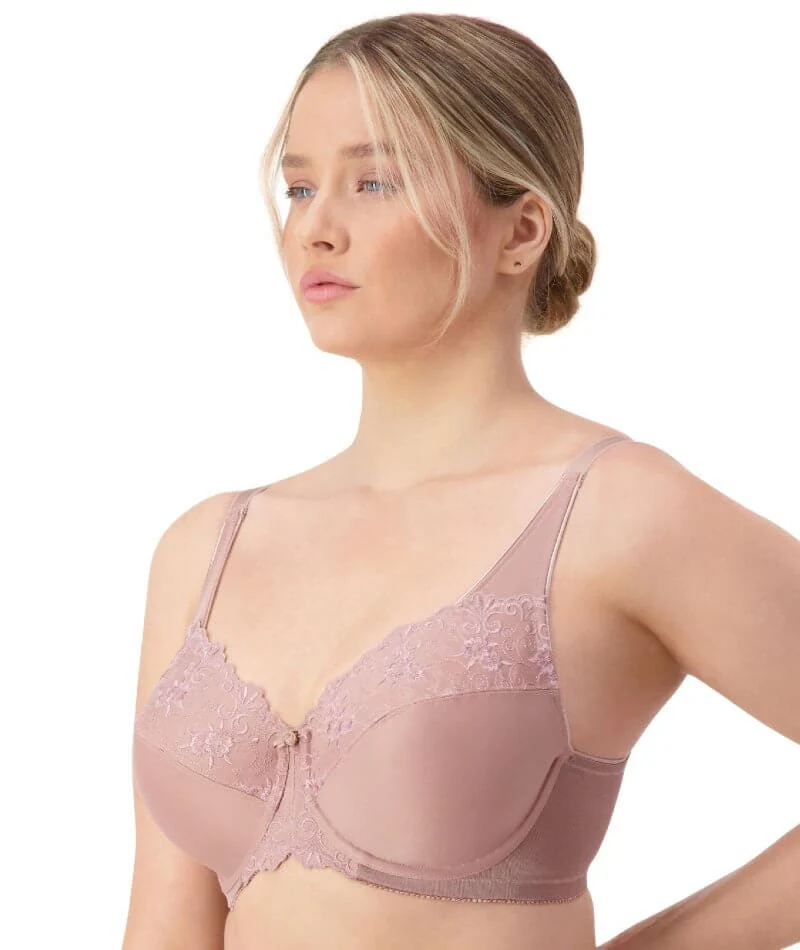 Triumph Embroidered Minimizer Bra - Chocolate Mousse - Image 3