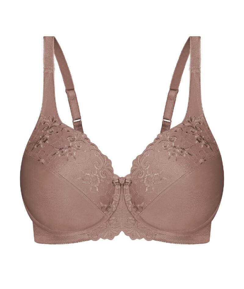 Triumph Embroidered Minimizer Bra - Chocolate Mousse - Image 5