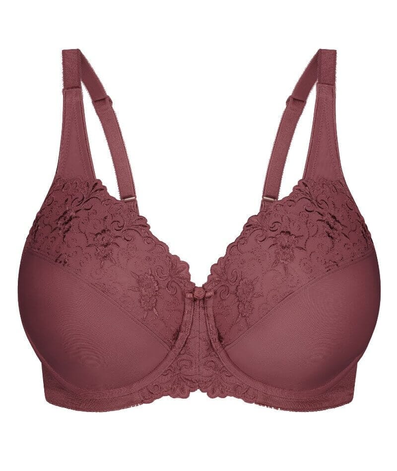 Triumph Embroidered Minimizer Bra - Smokey Russet - Image 4