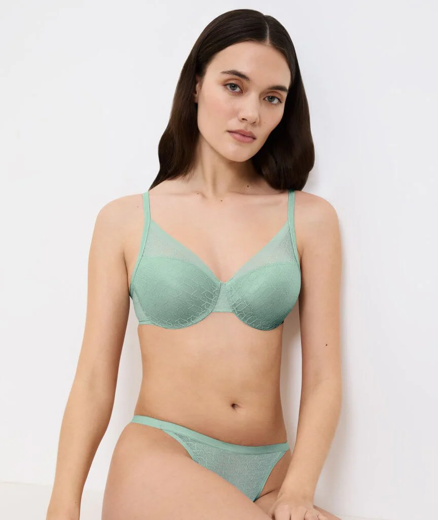 Triumph Signature Sheer Underwired Padded Half Cup Bra - Misty Turquoise - Image 3