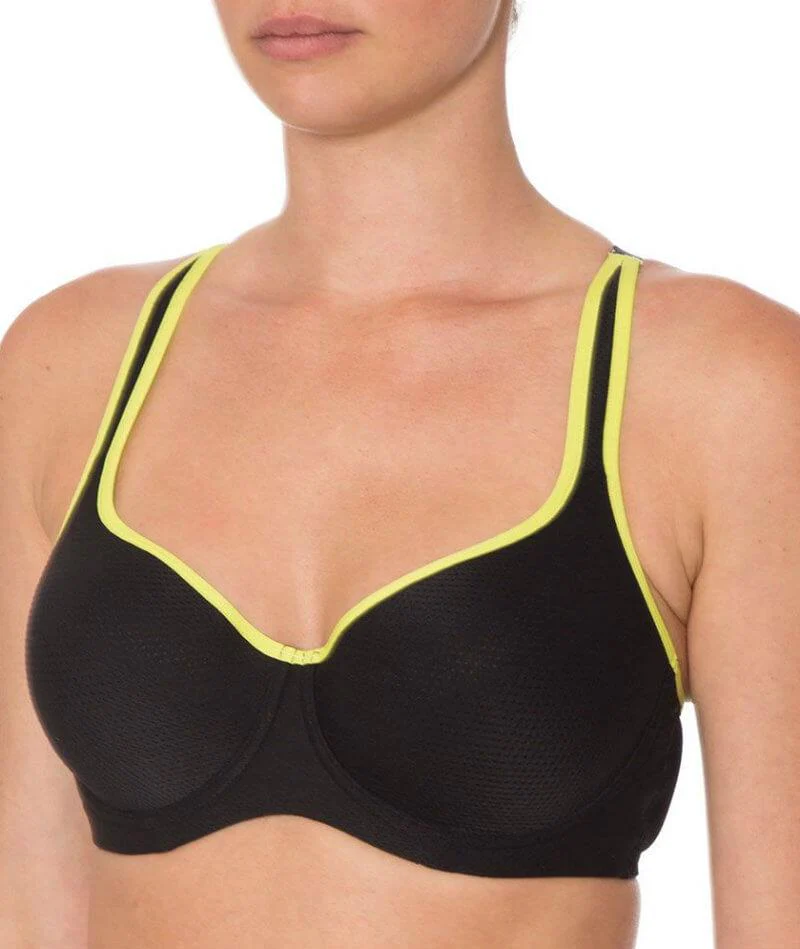 Triumph Triaction Racerback Sports Bra - Black/Green - Image 3