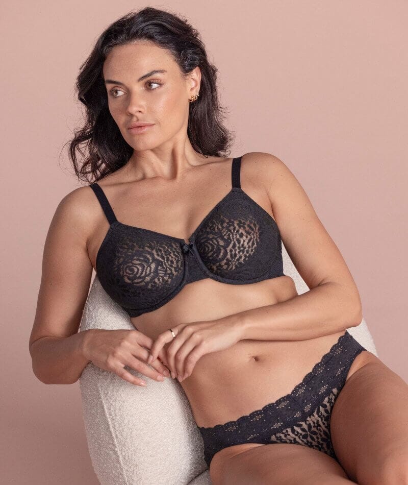 Wacoal Halo Lace Moulded Underwire Bra - Black - Image 4